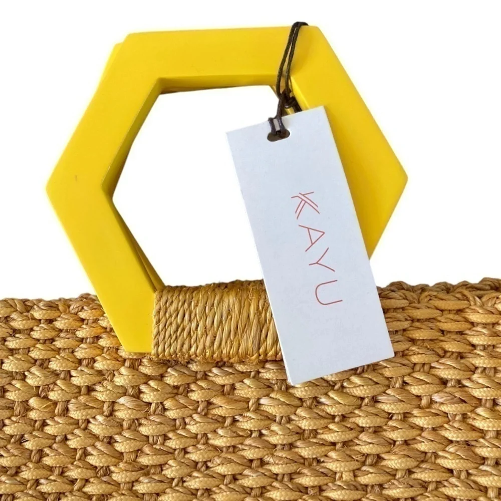 Kayu Raffia Geometric Handle Bag NWT - Picture 3 of 6